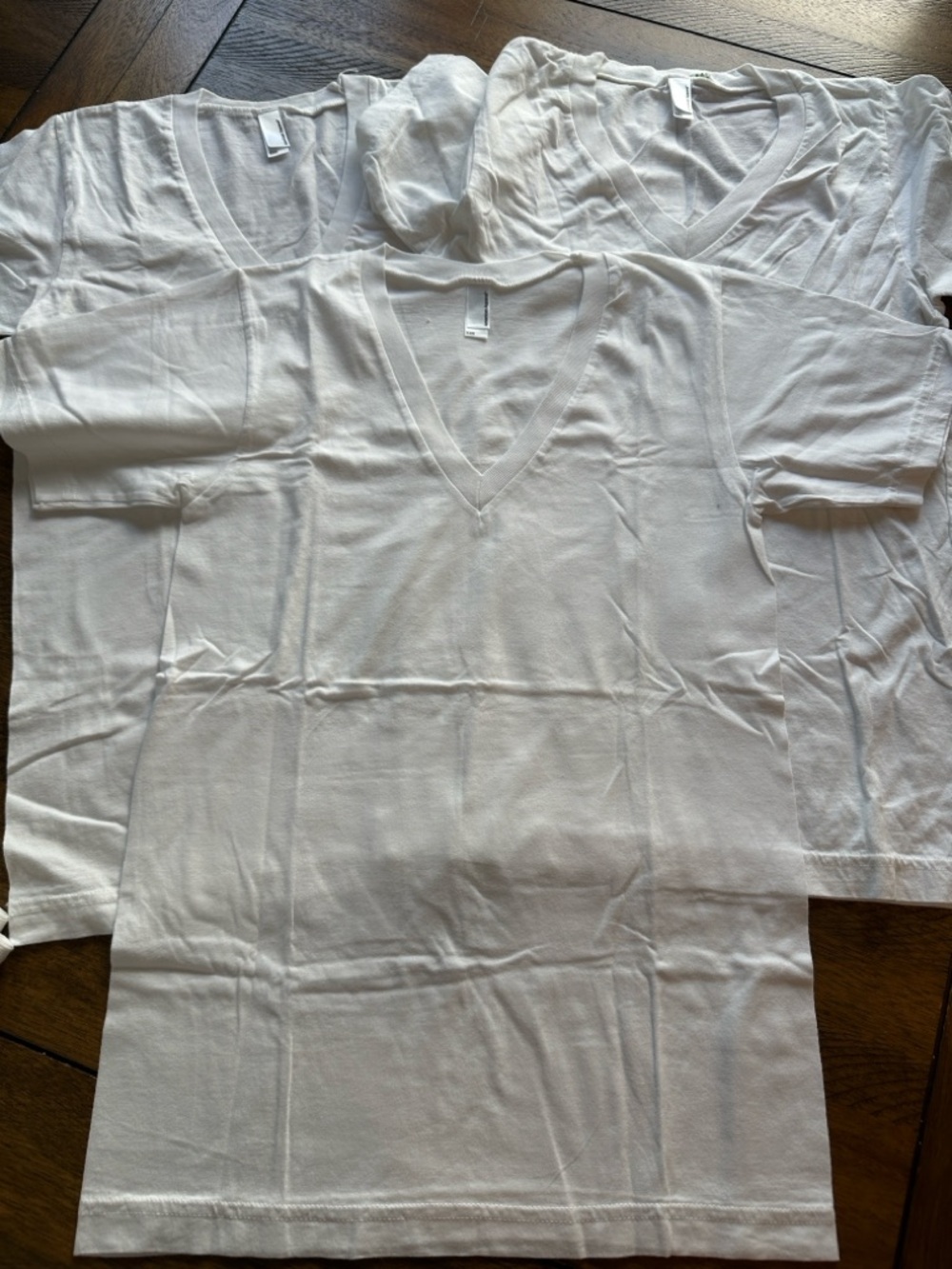 American Apparel White V-Neck Short Sleeve Tee